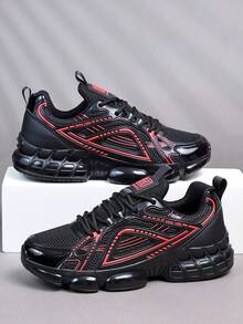 Zapatos deportivos casuales para hombres, zapatos para trotar, zapatos para caminar, zapatos deportivos de moda de color rojo de corte bajo, de tela de malla, estilo callejero - Rojo - Ver 7