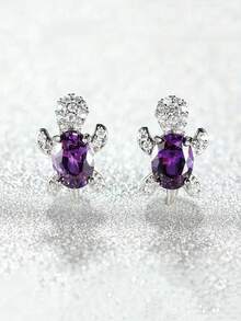 Cute Mini Turtle Earrings - Multicolor Turtle Shaped Earrings, Small Animal Style Jewelry Suitable For Girls' Daily Wear - Green - View 4