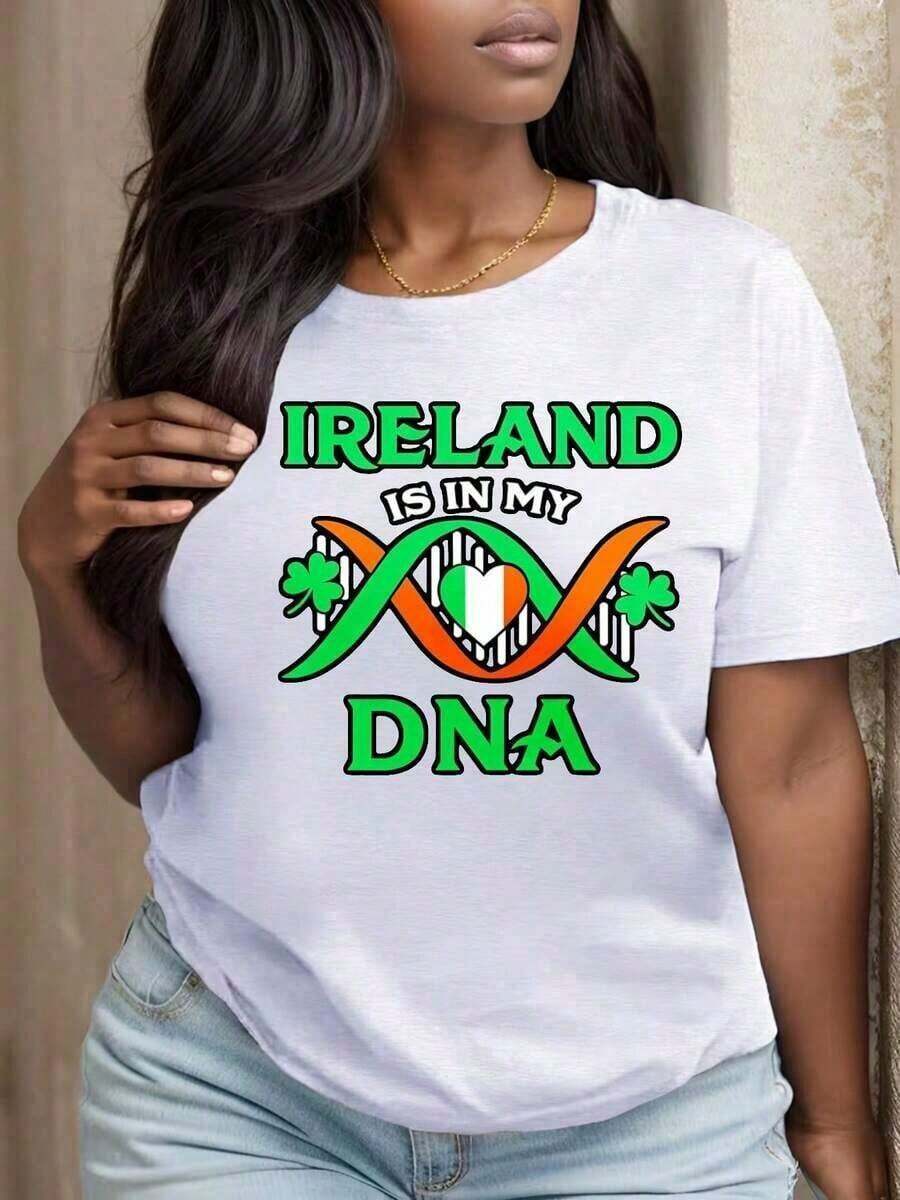Camiseta Versátil de Talla, Camiseta Estampada de Cuello Redondo para Mujer, Ropa de del Festival Ireland Is In My Dna, La Tela Cómoda y Transpirable - Camiseta Unisex de Manga Corta, Cuello Redondo, de Algodón, Estilo Urbano Vintage - Blanco - Ver 1