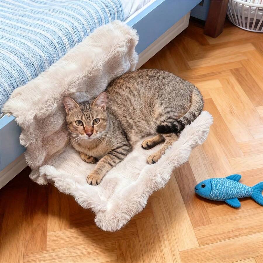 1pc Cat Hanging Bed, Plush Pet Sleeping Bed, Removable And Washable, Suitable For All Seasons, No Drilling Stable Installation, Applicable To Sofa/Bed Edge/Window Sill/Radiator, Warm And Soft Cushion Designed For Small Cats And Dogs - one-size - View 1