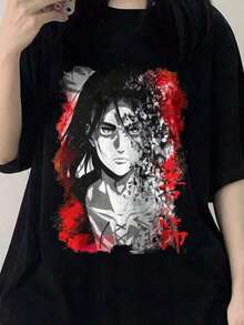 purecottonT-shirtMaglietteunisexcongraficaanime,cotone,girocollo,manicacorta,magliettadadonnaconbandieramessicana,magliettaunisexdiErenYeager,magliettaanimediErenYeager,magliettediErenYeager,merchandisingessenzialeperifandeglianime,oggettodacollezioneimperdibileperifandeglianime. - Negro - Ver 7
