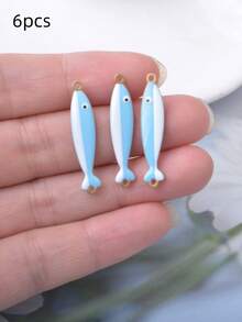 6pcs Ocean Creature Copper Double-Sided Oil-Filled Fish Charms Whale Enamel Pendant Connectors Jewelry Accessories - ClxL209-1 - View 18