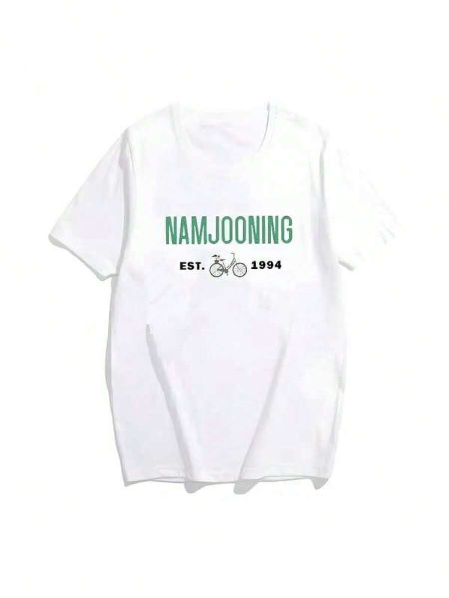 Refreshing SummerNamjoon Shirt Kim Namjoon Est 1994 Shirt RM Shirt  Shirt Namjooning Bicycle Tee Bangtan Shirt RM Fan Gift RM Namjoon MerchRopa Hombre Cosas Para Hombre Ropa De Mujer Women Clothing Casual Blusas Bonito - Blanco - Ver 1