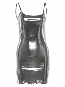 Vestido corto tirantes con espalda al descubierto diseño ajustado y sensual para mujer - Plateado - Ver 11