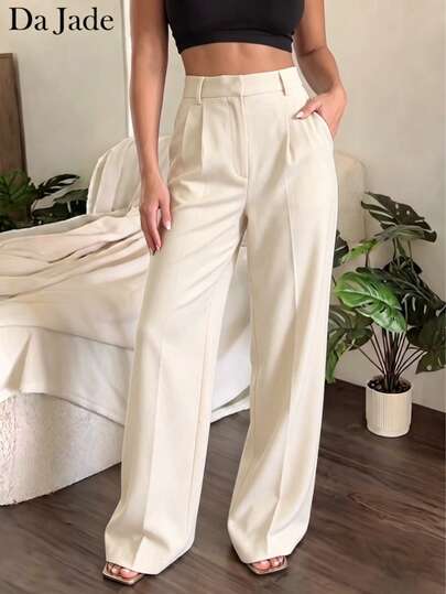 Da Jade Pantalones anchos de pierna ancha elegantes y sueltos de estilo vintage, adecuados para ocasiones de otoño, Navidad y Nochevieja