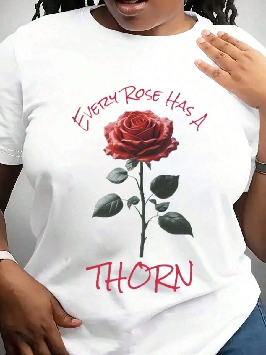 Camiseta Floral de Rosas para Mujer, Camiseta con Diseño de Rosas, Diseño Floral Femenino, Camiseta con Estampado Floral, Regalo para Ella, Camiseta Gráfica para Mujer, Camiseta para Damas - Blanco - Ver 1