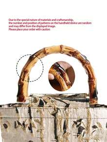 Bamboo Handle Replacement Faux Bamboo Resin Handbag Handle With Detachable Metal Ring Vintage Style Handbag Handle Accessory Suitable For DIY Handmade Straw Bag Rattan Bag Woven Bag Beach Bag Summer Handbag Repair Upgrade Women's Handicrafts Lightweight Durable Natural Style Bag Handle Replacement - A - View 4