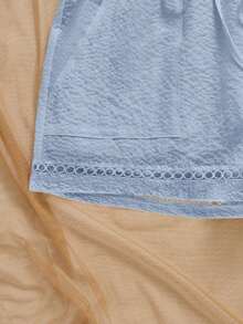 Shorts Holgados de Verano 2026 para Mujer Talla Grande – Con Bolsillos y Ribete de Encaje - Azul - Ver 7