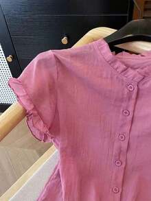 casual de mujer de unicolor y manga corta, para verano - Morado - Ver 3