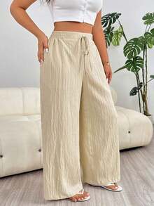 2025 Pantalones casuales nuevos de otoño/invierno, adecuados para salidas, uso diario casual, fiestas, ir al trabajo, volver al colegio, citas, en casa, fiestas de cumpleaños y múltiples ocasiones.Corte relajado, cintura elástica, pantalones de - Albaricoque - Ver 3