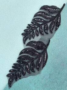 2pcs Leaf Sequin Beaded Fabric Patches, Sewing Accessories For Clothing DIY, Multi-Color Options - Leaf Style - View 3