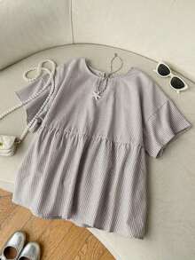 Camisa de mujer tejida de 100% algodón y lino, top de verano, adecuado para el uso diario, citas, reuniones, otoño/invierno/verano, Navidad, Año Nuevo, Acción de Gracias, fiestas, bodas, playa, ceremonias de graduación, moda, elegante, casual - Café integral - Ver 3