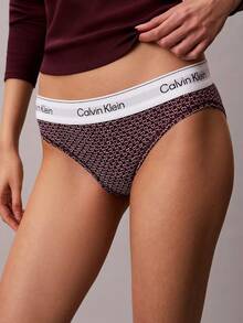 Calvin Klein Icon Cotton Modal Bikini QF8520  Thongs For Women Underwear - Stencil Heart / Dark Berry - 查看 1