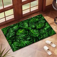 1pc Green Palm Leaf Print Absorbent Mat/Drying Mat For Coffee Maker, Dishes - Polyester Absorbent Desktop Protective Mat With Rubber Anti-Slip Pad, For Kitchen Counter Decor, Home Bar And Dining Table - Multicolor - View 6