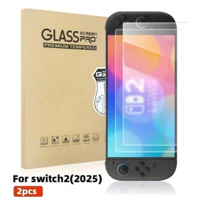 Bộ 2 miếng dán màn hình cường lực Switch2, độ cứng 9H, chống trầy xước, độ phân giải cao, phù hợp với Switch2.