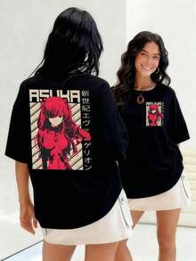 A Bold Warrior With An Intense Gaze And Futuristic Outfit Adorns This 100% Cotton Women's T-Shirt, Capturing The Essence Of Feminine Power And Determination In Every Detail. Suitable For Spring, Summer, And Autumn. - 黑色 - 查看 7