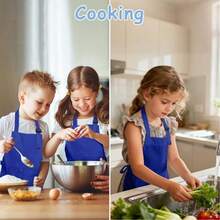 2Pcs Adjustable Kids Painting Apron ,Kids Art Aprons, Durable Cooking Apron For Boys And Girls, With Pockets, For Kitchen,Laboratory Activity, Painting And Baking Crafts Wear - Multicolor - View 9