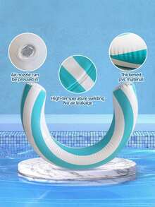 1 pieza Flotador de piscina inflable con forma de U, flotador de piscina inflable de PVC grueso a rayas, para fiesta en la piscina, diversión en la playa - Multicolor - Ver 4