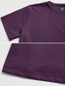 NcmRyu 1 buah Atasan Olahraga Wanita Lengan Pendek Longgar Warna Polos - Purple - View 4