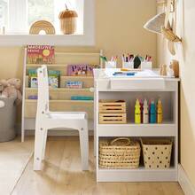 SoBuy KMB60 Children's Table With 1 Chair Children's Seating Group Inside Children's Table Chair Set Painting Table For Children - White - View 2