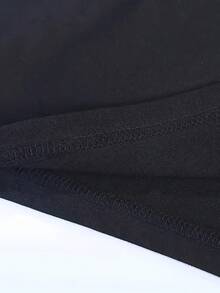 |   Diseño exquisito |   Suelto y cómodo |   Fácil de combinar | Camiseta deportiva de manga corta y cuello redondo con estampado de mariposas para mujer - Negro - Ver 4