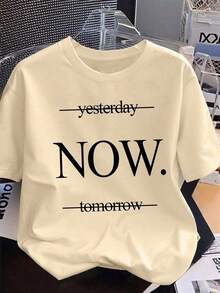 Camiseta de manga corta con cuello redondo, holgada, versátil, con un bonito diseño casual para mujer, top moderno para el día a día, adecuada para uso diario y vacaciones en verano. - Albaricoque - Ver 1
