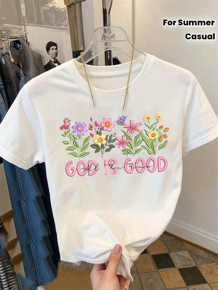 Camiseta Casual Estampada de Manga Corta y Cuello Redondo para Mujer, Top Casual de Primavera/Verano, Ropa de Mujer 2026 - Esencial para un Verano Acogedor y Casual Chic - Estilo Urbano Vintage Unisex, Camiseta Holgada de Algodón 100% Algodón - Blanco - Ver 1