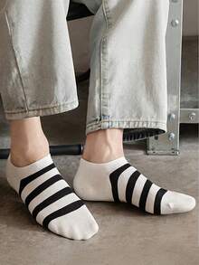 5 pares de calcetines de tobillo a rayas unisex, de tela cómoda, de moda, adecuados para deportes, uso casual, al aire interior, un gran regalo para hombres, calcetines minimalistas y divertidos, ideales para vacaciones, festivales y fotografía - Multicolor - Ver 7
