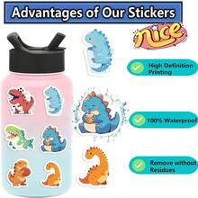 100pcs Waterproof Vinyl Cute Cartoon Dinosaur Stickers, Graffiti Decor For Water Bottles, Car Cups, Computers, Guitars, Bicycles, Motorcycles, Skateboards, Helmets, Luggage, Diaries, DIY Crafts, Decorative Sticker Pack, Gift For Boys And Girls - Multicolor - View 2