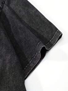 Camiseta casual vintage cómoda y lavada para mujer, camiseta de manga corta con cuello redondo,% algodón lavado y versátil para hombre, adecuada para uso diario y atuendos de, estilo unisex. - Negro - Ver 3