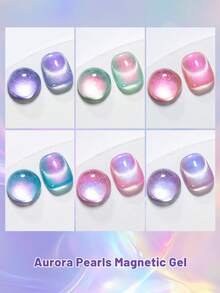 Mtssii 10ml 極光珍珠貓眼磁吸美甲凝膠指甲油，6色閃亮 UV/LED 固化凝膠，可浸泡卸除，適合 DIY 美甲，持久顯色，完美打造美人魚與極光美甲，美甲用品，美學風格 - 彩色 - 查看 5