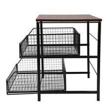 Coffee Pod Storage Organizer With 2 Sliding Baskets – Coffee Machine Stand For Counter, Walnut Top & Sturdy Metal Frame, Holds Up To 10kg Per Layer, Coffee Bar Stand For Kitchen Living Room - Walnut Wood - View 7