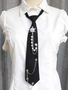 1pc Snowflake Chain Tie-Free Necktie, Casual Business Party Gift, Daily Preppy Street Style - Multicolor - View 17