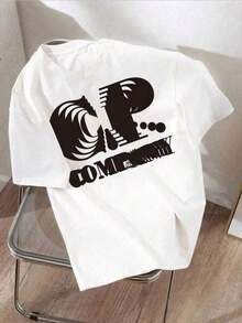 Ropa Curvy En Oferta Y  1 Pieza De Camiseta Unisex De Manga Corta Y Cuello Redondo, Holgada, De 180 G, DiseñAda Por Artistas De Y2K En El Estilo Bababask, Hecha De 100% AlgodóN Puro. Son Informales Y VersáTiles, Adecuados Para Ropa Urbana, Salidas Diarias, Campamentos, Conciertos, Eventos De Hip-Hop, Rock Y Rap, Y Presentan DiseñOs Inspirados En Celebridades. Ideal para festivales, otoño y uso durante todo el año. Oferta Especial En Tallas Grandes Camiseta Deportiva De Manga Corta Y Cuello Redondo Para MujerCamisetas Para Mujer Y2K - Blanco - Ver 6