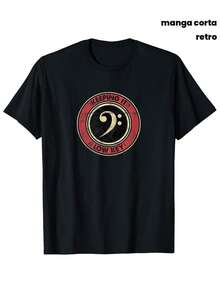 Men's Retro Music T-Shirt - Bass And Bb Clef Pattern Design - Breathable Short-Sleeve Cotton T-Shirt In [Color], Suitable For Musicians And Music Enthusiasts - Style - 黑色 - 查看 1
