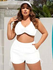 Swim Talla grande Bottom de bikini con cordón lateral - Blanco - Ver 5
