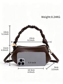 Women's Fashion Woven Knot Soft Leather Cloud Handbag - Coffee - View 5