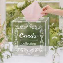 Caja decorativa, caja para tarjetas, caja de exhibición de acrílico con tapa transparente - Adecuada para bodas elegantes, aniversarios, Pascua, carnaval, cajas de regalo de graduación, decoración del Día de San Valentín - Almacena de forma segura dinero, tarjetas, coleccionables - Material de acrílico, para el hogar, la oficina, eventos corporativos - Regalo personalizado de agradecimiento, decoración del hogar, recuerdos románticos - Multicolor - Ver 9