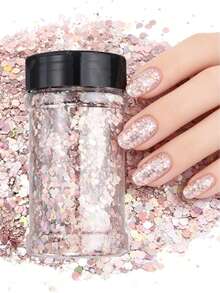 90ML Bottled Chunky, Nail Glitter Powder,PET Flake Mixed Fine Powder For Snowglobe Tumbler,Craft,Resin,Festival Decor,Nail Decoration - Rose Gold - View 7
