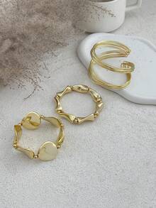 Set de 3 brățări și brățări asimetrice personalizate, creative și elegante, potrivite pentru purtarea zilnică a femeilor, petreceri, cadouri, set de bijuterii - Aur Galben - Vizualizare 4