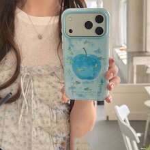 1pc Blue Koi Fish & Star Design 17 Pro Max Phone Case, Creative Girly Protective Cover For IPhone 16 Pro Max, 15 Pro, 14, 13 - Multicolor - View 1