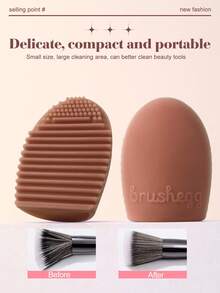 33pcs All-In-One Rose Brown Makeup Brush Set With Beauty Sponges, Powder Puffs, Silicone Cleaners, Professional Synthetic Brushes For Foundation Eyeshadow Concealer, Complete Full Face Makeup Tool Kit For Beginners - Multicolor - View 10
