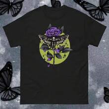 Camiseta con estampado de rosas, estilo gótico, estilo decadente, estilo gótico, Y2K, camiseta unisex de color oscuro, Tumblr camisas de mujer sudaderas para mujer sueter blusa casual mujer verano vestidos de graduación - Negro - Ver 1