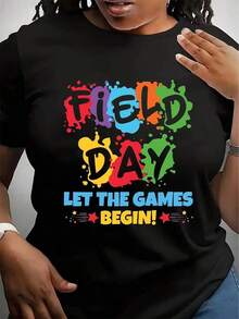 Camiseta "Que Comiencen los Juegos" para el Día del Campo, Camisetas para el Día del Campo en las escuelas, Vacaciones de Día del Campo, Camiseta para el Día de Juegos Escolares, Ambiente de Día del Campo, Regalos para el Día del Campo - Negro - Ver 1