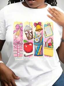 Camiseta Retro para Maestros, Camiseta Coqueta para Maestros, Enseña, Amaba, Inspira, Regalo de Agradecimiento para Maestros, Camiseta para el Último Día de Clases, Camiseta para Regreso a Clases - Blanco - Ver 6