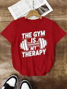 Camiseta de mujer de manga corta con estampado digital de temporada deportiva, cómoda, casual y versátil para uso urbanoPure-Cotton - Rojo - Ver 8