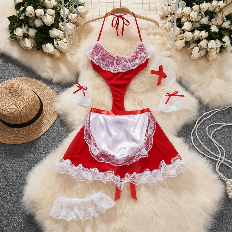 Vestido ajustado de Navidad para mujer, Vestido corto con lentejuelas y tirantes rojos, vestido de noche Sexy ajustado para fiesta y Club, minivestido erótico de conejito para Cosplay - QD360-Rojo - Ver 1