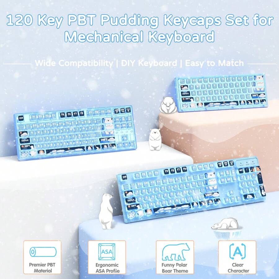 ATTACK SHARK 120键PBT双色注塑全键帽套装,ASA高度,ANSI美式布局,适用于61/68/87/98/104/108键机械键盘,兼容Cherry、Gateron、Otemu、Kailh MX轴体 - 查看 1