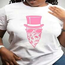 Camiseta de manga corta para mujer, camiseta casual de cuello redondo a para el Día de la Madre |     Corte corto, tela ligeramente elástica, diseño geométrico, diseño moderno, para uso diario y deportivo, regalo perfecto para amigos y familiares. - Blanco - Ver 4