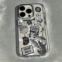 Funda para Teléfono: Diseño de Patchwork de Guitarra Vintage, Protector de Lente Transparente de Lujo con Recubrimiento Electrolítico, Marco para Fotos, Funda Suave para Teléfono, Compatible con Apple  17 16 15 14 13 12 11 Plus Pro Max Series, Diseño Moderno de Alta Calidad y Cobertura Total. - transparente - Ver 1